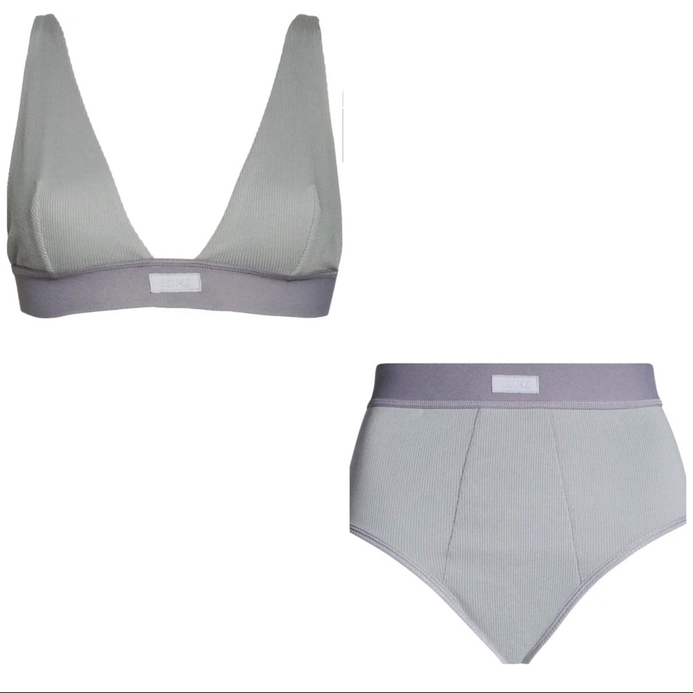 Skims cotton plunge bra + Skims cotton brief